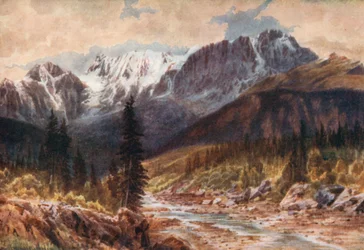 Ottertail Range, Montagne Rocciose, British Columbia (litografia a colori)