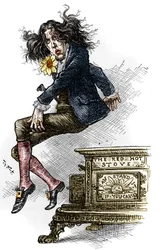 Caricatura di Oscar Wilde (1854-1900), vestito da dandy, realizzata durante il suo viaggio negli Stati Uniti nel 1882. Disegno di Thomas Nast (1840-1902) in 