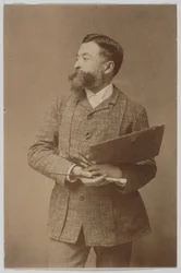 Ritratto a tre quarti di Thomas Nast con tavolozza e pennello