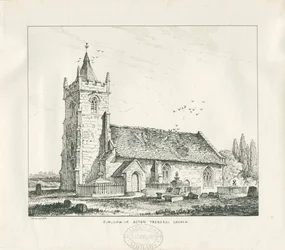 Chiesa di Acton Trussell (disegno a penna e inchiostro, 1838)