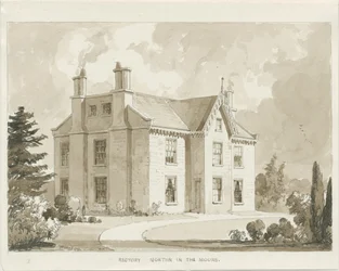 Canonica di Norton-in-the-Moors: disegno ad acquerello seppia, 1841