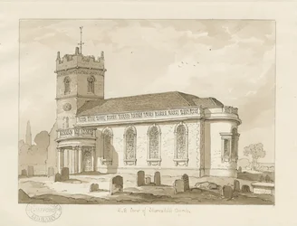 Shareshill Church: disegno a seppia, 1837