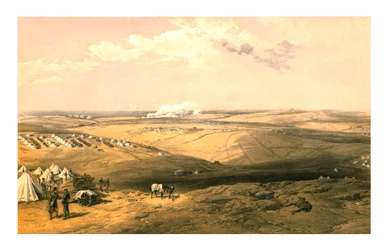 Vista lontana del quartier generale di Lord Raglan prima di Sebastopoli, 1855