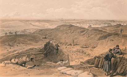 Fossato del Malakoff, Batteria Gervais, e retro del Redan, 1856