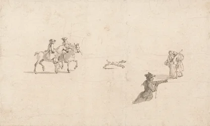 Cavalieri, figure e un cane