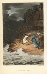 Baia di Cornelian: donne in stile Regency a un picnic sorprese da una tempesta improvvisa