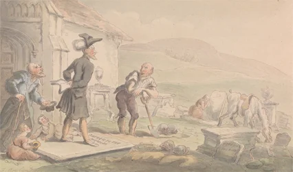 Il dottor Syntax che medita sulle lapidi