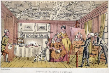 Il dottor Syntax che dipinge un ritratto - in "I tre viaggi del dottor Syntax alla ricerca del pittoresco, della consolazione e di una moglie" di W. Combe, ill. da Rowlandson, Londra, Hotten