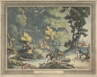Caccia alla volpe [serie di quattro]:  2.  Cervo messo alle strette. / Scena nei pressi di Taplow, nel Berkshire