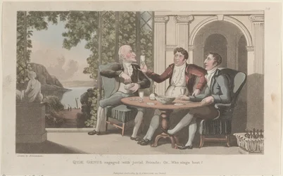 Quae Genus impegnato con amici gioviali, o chi canta meglio, dalla Storia di Johnny Quae Genus, 1 gennaio 1822