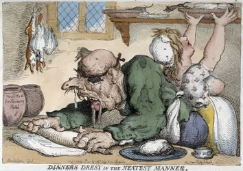 Malato che prepara il pasto - Caricatura di Rowlandson