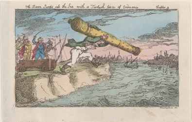 Il barone si tuffa in mare con un pezzo di artiglieria turca, [1809], ripubblicato nel 1811