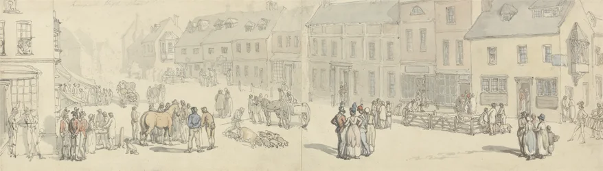 La strada principale il giorno del mercato, Newport, Isola di Wight, c.1797-1800