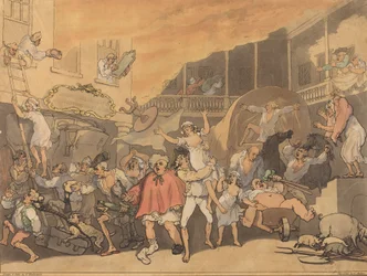 Il cortile della locanda in fiamme, 1791