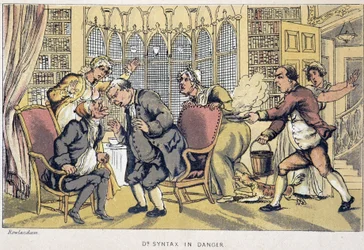 La consultazione - in "I tre viaggi del dottor Syntax: alla ricerca del pittoresco, della consolazione e di una moglie" di William Combe, ill. Rowlandson