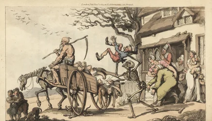 Lo scheletro della Morte e il vecchio Tempo vengono a prendere il vecchio marito di Goody Barton, ma il carro è già troppo pieno di cadaveri.