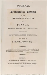 Pagina del Titolo, dal Journal of Sentimental Travels in the Southern Provinces of France