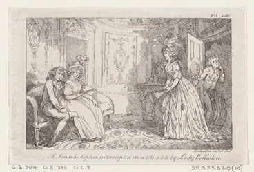 Tom Jones e Sophia interrotti in un tête-à-tête da Lady Bellaston, da La storia di Tom Jones