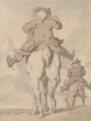 Due uomini a cavallo visti di spalle