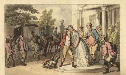 Giovane gentiluomo inglese che lascia la sua famiglia per fare il Grand Tour