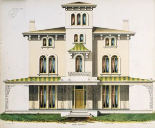 Elevazione frontale per Villa No.1, da 