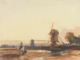 Paesaggio con mulini a vento