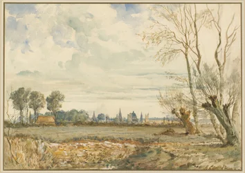 Prati con una vista lontana di Oxford
