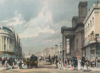 Vista di Regent Street verso il Quadrante con la Cappella di Hannover in primo piano