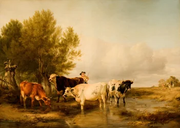 Bovini in un ruscello, 1841