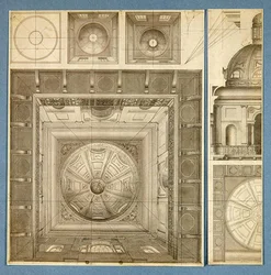 Progetti per un soffitto a cupola e colonne
