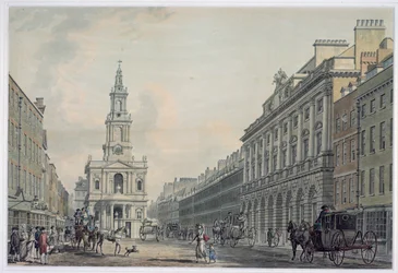 The Strand con Somerset House e St. Mary le Strand, 1781