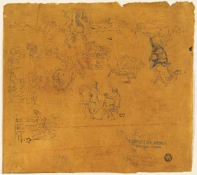 Foglio di schizzi di soggetti mitologici