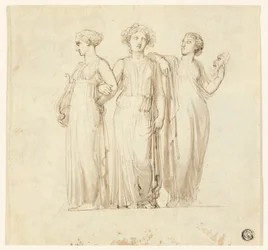 Tre muse (recto); Studio di cavaliere e monaco per un