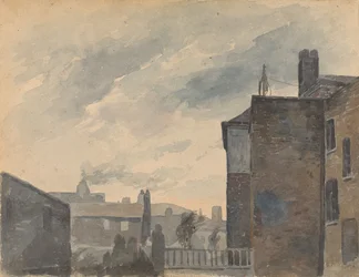 Scena cittadina con edifici