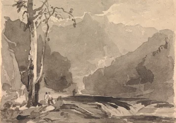 Pescatori a un ruscello di montagna