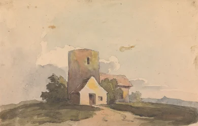 Paesaggio con struttura edilizia