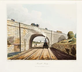 Ponte di Rainhill, pub. 1831 (incisione colorata a mano)