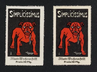 Etichetta pubblicitaria “Simplicissimus 30 pfennig”