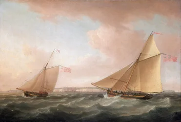 Uno yacht del British Lighthouse Service e un Revenue Cutter, al largo di Ramsgate
