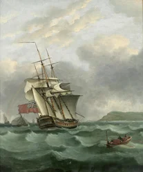 La HMS Winterton si avvicina a Dover, di Thomas Whitcombe