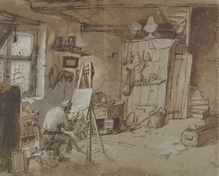 Un pittore al lavoro nel suo studio, 1663-77
