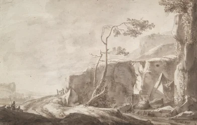Paesaggio roccioso con un ruscello