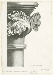 Interno della Cattedrale di Lichfield - Foliage scolpito: litografia, nd [?19th cent]