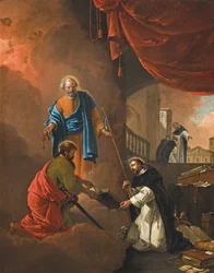 La visione di San Domenico, con San Domenico che benedice due frati missionari oltre