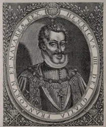 Ritratto di ENRICO IV di Francia e Navarra (1553-1610) incisione di Tomas de Leu (XVI secolo)