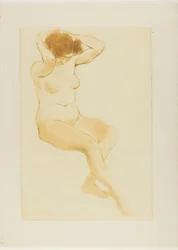 Donna che si sistema i capelli, vista di tre quarti
