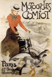 Un poster pubblicitario per "Motociclette Comiot", 1899