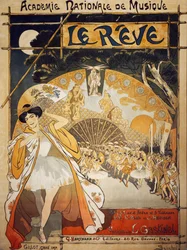 Poster per Le Reve, balletto di Alfred-Edouard Blau e Joseph Hansen, musica di Leon Gastinel, Academie Nationale de Musique, Parigi, pubblicato da Hartmann, Parigi