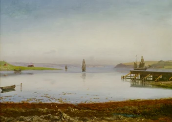 Navi in una baia, forse nel fiordo di Horsens, 1850 circa (olio su tela)