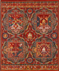 Ordine Sakya. Quattro Mandala della serie Vajravali Thangka